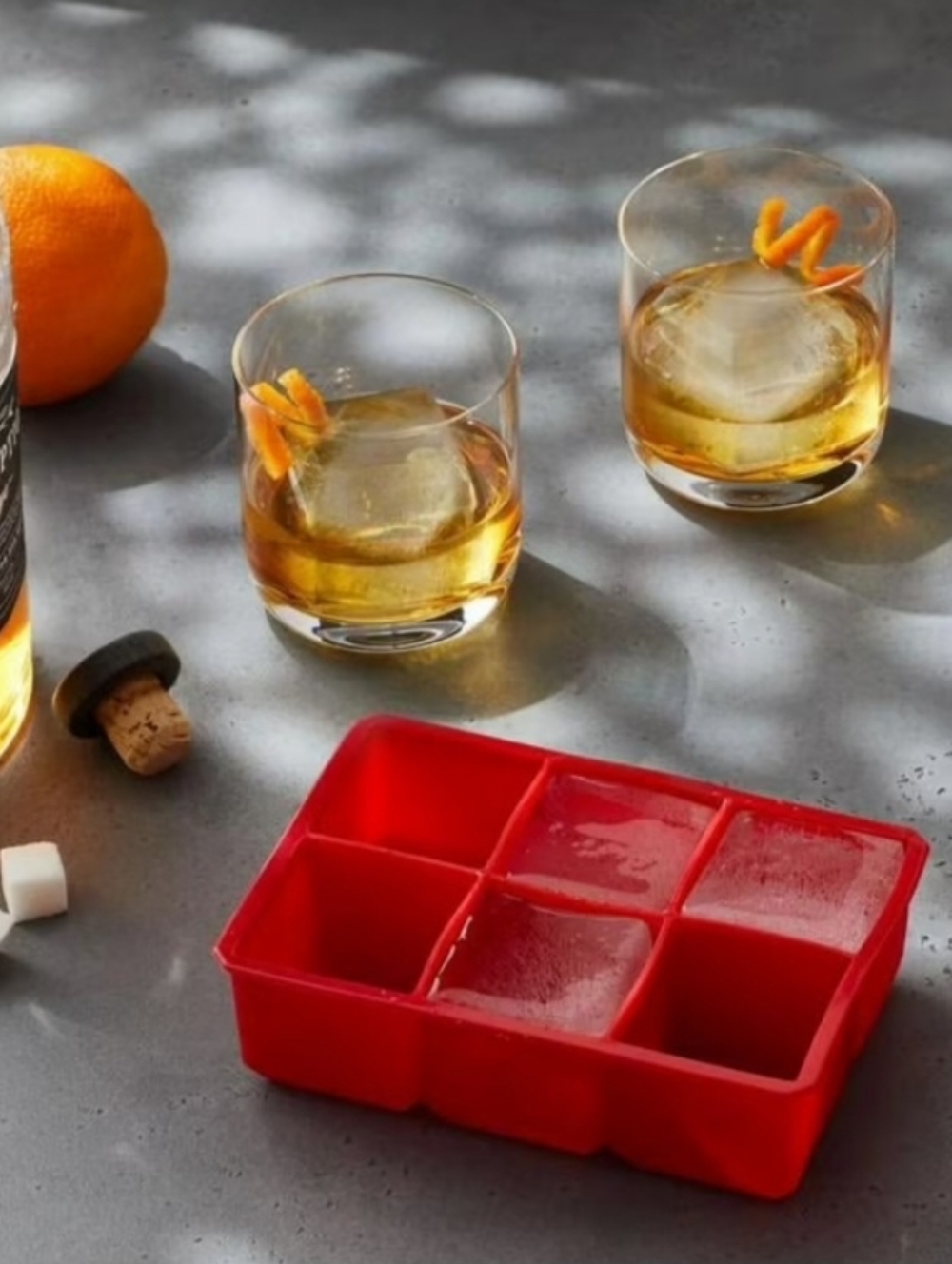 Houdini Red Silicone Ice Tray Large Square Cube Mold Cocktail Whiskey Bartender